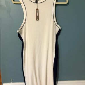 SKIMS White and Black Midi Dress